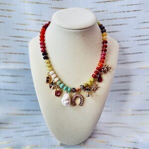 Atterri Beaded Charm Necklace | Semi-Precious Stones | Lucky Charm Style